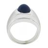 Image 8 : Men's 14K White Gold Oval Cabochon Bezel Set Lindy Star Sapphire Brushed Ring