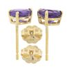 Image 4 : Estate 14K Yellow Gold 1.35 ctw Heart Prong Set Amethyst Solitaire Stud Earrings