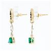Image 5 : Vintage 14k Gold 1.28 ctw Trillion Emerald & Diamond Fleur De Lis Enamel Earring