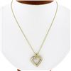 Image 1 : Classic 14K Gold 1 ctw Round Brilliant Diamond Channel Open Heart Pendant & Chai