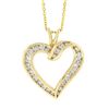 Image 3 : Classic 14K Gold 1 ctw Round Brilliant Diamond Channel Open Heart Pendant & Chai
