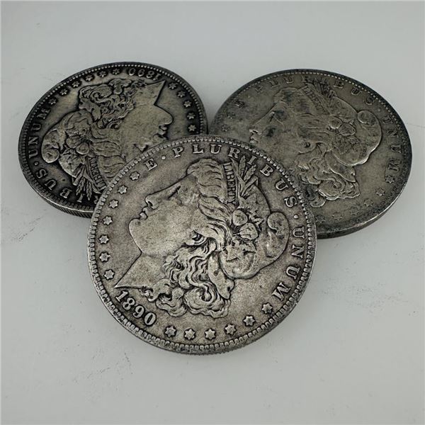 1890 Morgan Silver Dollar (VG+) Set of 3