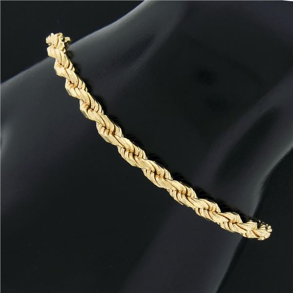 Italian 14k Yellow Gold 6.5 3.9mm Polished Solid Rope Link Chain Bracelet
