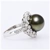 Image 3 : 13mm Tahitian Pearl and 1.15 ctw Diamond 18K White Gold Ring