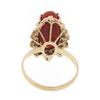 Image 6 : Vintage 18K Rosy Yellow Gold Oval Cabochon Cut Red Coral Textured Cocktail Ring