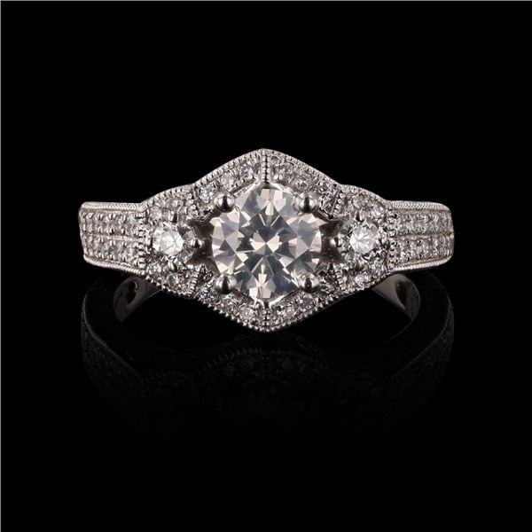 0.77 ctw SI2 CLARITY CENTER Diamond Platinum Ring (1.62 ctw Diamonds) EGL USA CE