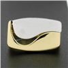 Image 2 : Vintage Swiss 18K Gold Ying Yang Ring w/ Engravable Rectangular & Textured Sides