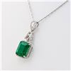 Image 3 : 4.54 ctw Emerald and 0.31 ctw Diamond 14K White Gold Pendant/Necklace