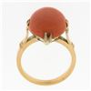 Image 9 : Vintage 14k Yellow Gold GIA Oval Cabochon Salmon Orange Coral Solitaire Ring