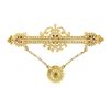 Image 3 : Vintage Victorian Revival 14K Gold Diamond Detailed Bar Pin Brooch w/ Dangle