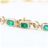 Image 2 : 23.37 ctw Emerald and 2.05 ctw Diamond 14K Yellow Gold Necklace with White Ename