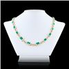 Image 3 : 23.37 ctw Emerald and 2.05 ctw Diamond 14K Yellow Gold Necklace with White Ename