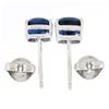 Image 4 : NEW 18K White Gold GIA Cushion Brilliant Prong Royal Blue Sapphire Stud Earrings