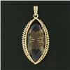 Image 2 : Vintage Retro 14K Gold Large Marquise Smoky Quartz Handmade Open Wire Pendant