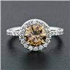 Image 2 : 18k Gold 1.56 ctw GIA Fancy Orange Brown Diamond Solitaire Halo Engagement Ring