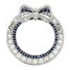 Image 4 : Antique Art Deco Platinum Old Cut Diamond & Sapphire Ribbon Circle Wreath Brooch