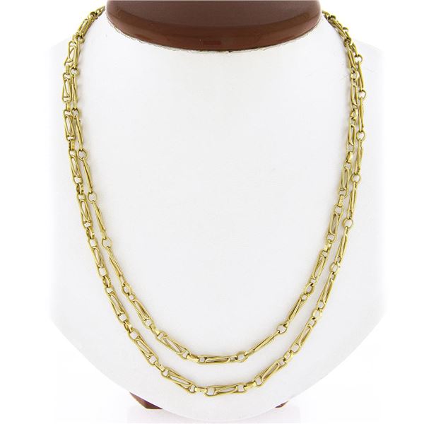 Vintage Italian 14k Gold 40" Long Interlocking Paperclip Link Chain Necklace