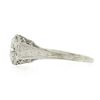 Image 4 : Antique Edwardian Platinum European Diamond Filigree & Engraved Engagement Ring