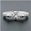 Image 3 : NEW Unique 18k White Gold 1.5 ctw GIA Marquise Cut Solitaire & Round Diamond Rin