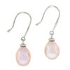 Image 4 : Classic Simple 14k White Gold Cultured Pink Pearl Tear Drop Dangle Earrings