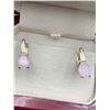 Image 1 : Pink Topaz Oval Cut Solitaires Ladies 14K GP earrings NEW