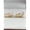 Image 3 : Pink Topaz Oval Cut Solitaires Ladies 14K GP earrings NEW