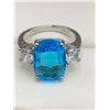 Image 2 : Blue Topaz .925 Silver Ladies 2.8 Carat Cut Solitaire Ring NEW size 7