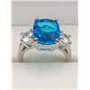 Image 4 : Blue Topaz .925 Silver Ladies 2.8 Carat Cut Solitaire Ring NEW size 7