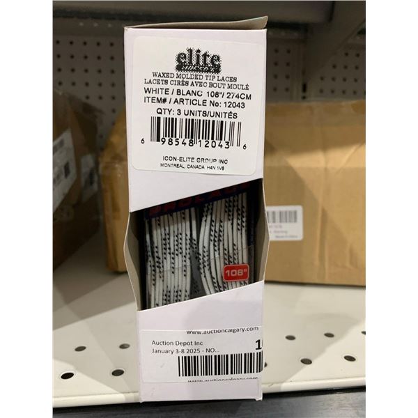 Elite Waxed Molded Tip Laces-white 108in x 3