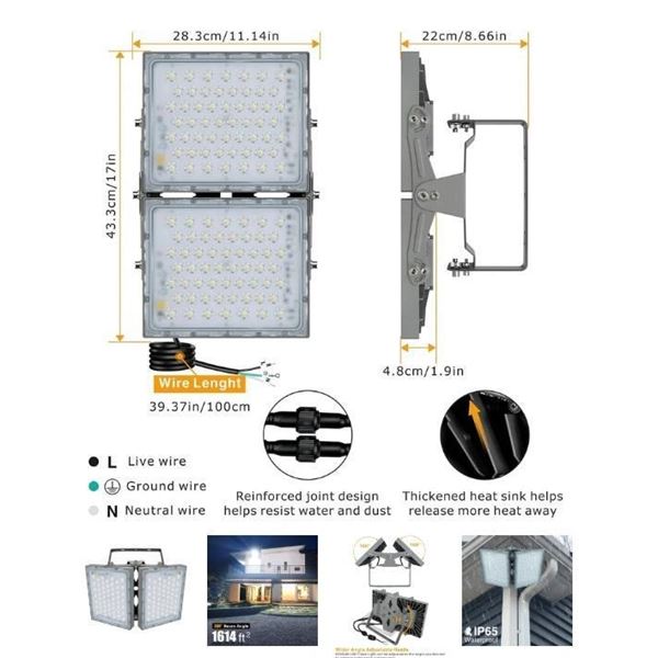 STASUN 200W LED Flood Light, 5000K, Gray