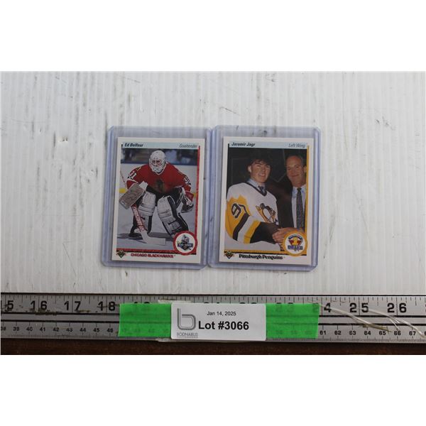 Ed Belfour & Jaromir Jagr Chicago Blackhawks and Pittsburgh Penguins Trading Hockey Cards - Authenti
