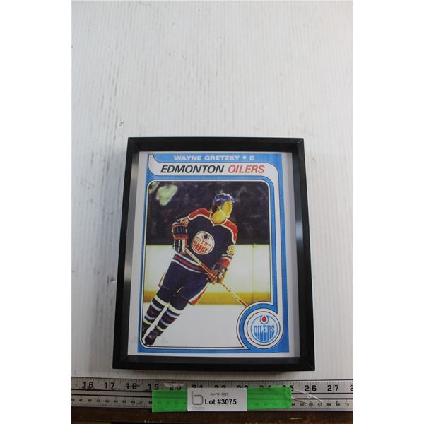 Framed Edmonton Oilers Wayne Gretzky Hockey Rookie Card PRINT 10'' x 8 1/2''