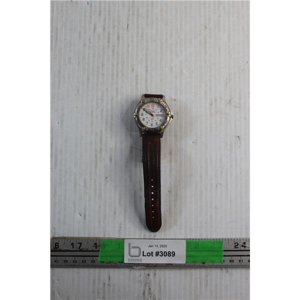 Swiss Military Quartz Watch with Leather Band - Tested