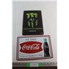 Image 1 : Coca Cola and Monster Energy Signs 12'' x 8''