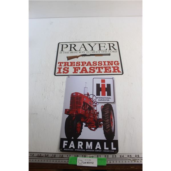 Farmall and Trespassing Signs 12'' x 8''