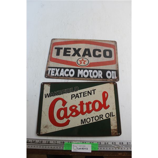 Texaco and Castrol Signs 12'' x 8''