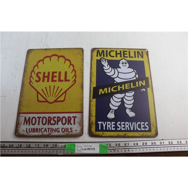 Michelin and Shell Signs 12'' x 8''
