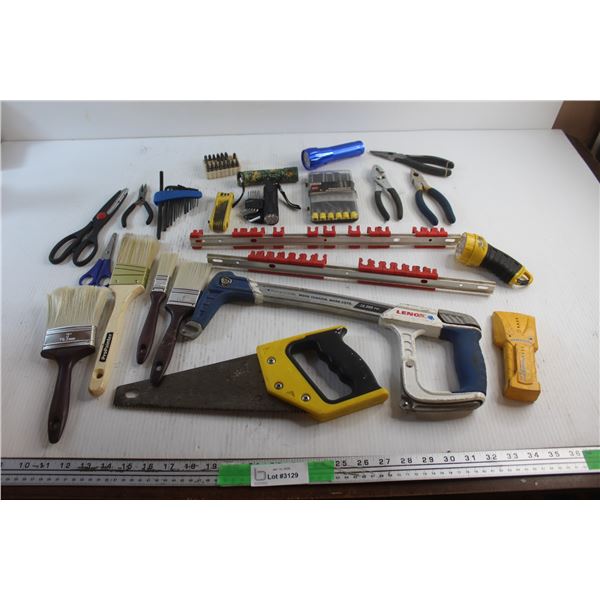 Hex Wrench, Pliers, Flashlights, Handsaw, Paint Brushes, Scissors, Screwdriver Bits and Misc.