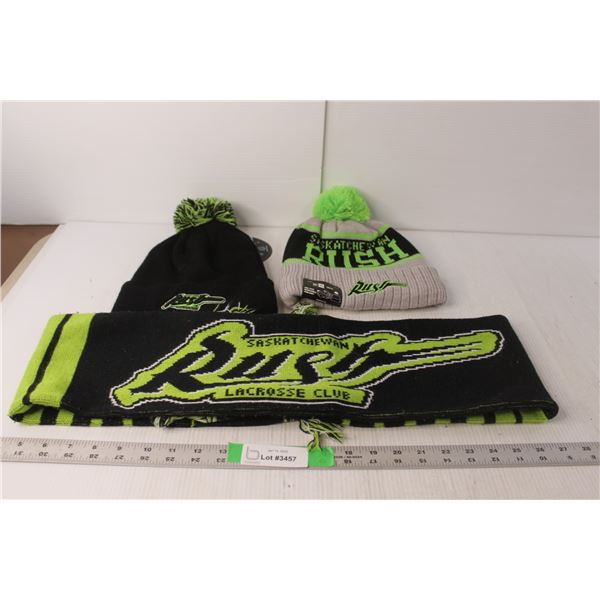 (2) Saskatchewan Rush Toques- New & Scarf