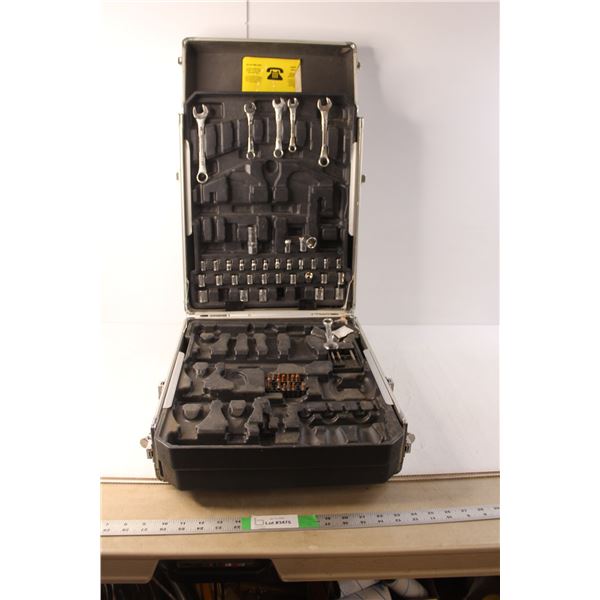 Metal Tool Case with Wrenches, Sockets, Misc.