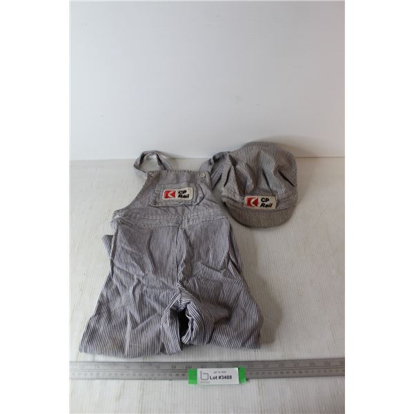 Children's CP Rail Trainman Coveralls w/ Hat- Size Approx. 4 to 6 Years Of Age