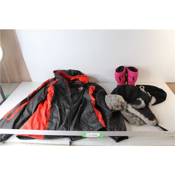 Team Canada Children's Hockey Jacket- Size Medium, Pair Of Children's Polo Winter Boots, Size 7, Mis