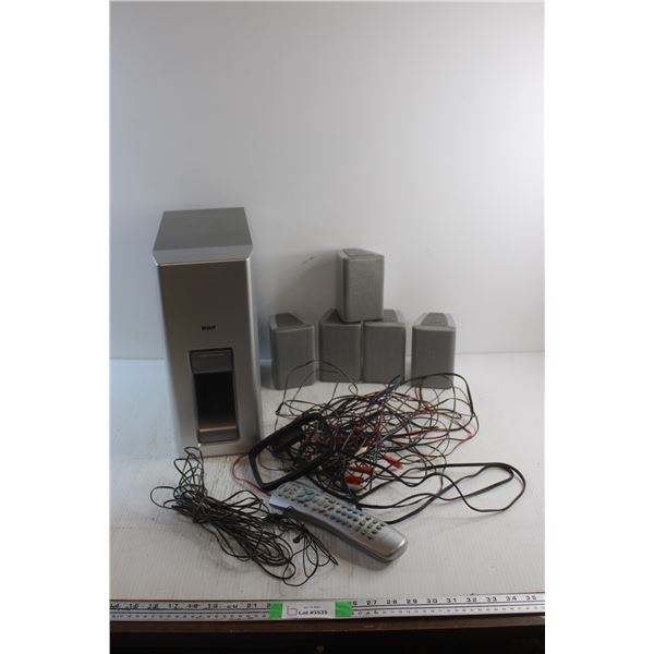 6 pc RCA Audio System and Remote - As Is