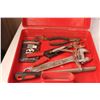 Image 4 : Clutter Catcher Center Console 9" Tall x 18" Long x 11" Wide & Tools- Pliers, Wrenches, Misc. with C