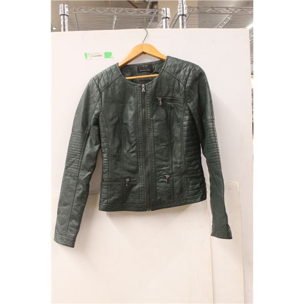*Only Women's Green Faux Leather Jacket- Size 38