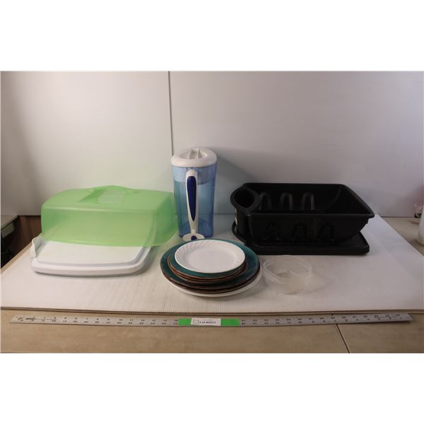 Dish Drying Rack, (8) Plates, Zero Water Dispenser, Wilton Caddy with Lid