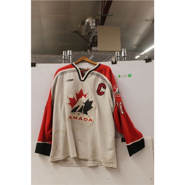 Lindros. No. 88 Hockey Canada Jersey, Has Staining, Approx. XL