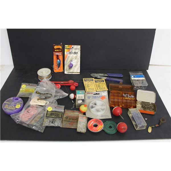 Lot of Assorted Fishing Items - J-Hooks, Treble Hooks, Lone Tail Bait, Line Weights, Etc.