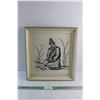 Image 1 : Framed Praying Man Art Print 16'' x 16''