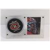 Image 2 : Montreal Canadiens Patrick Roy Hockey Trading Card and Puck - Authenticity Not Guaranteed